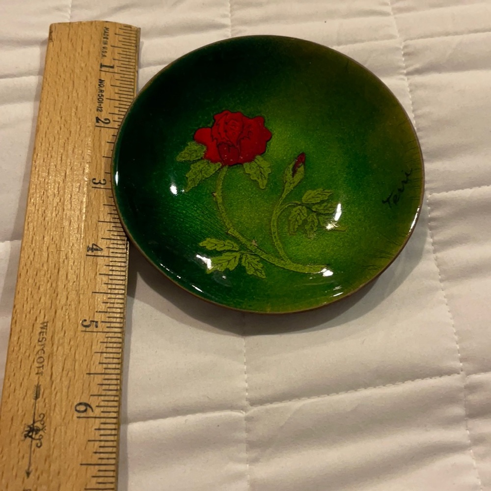 Small painted dish signed by Terri